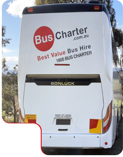 Bus Charter bus parked in front of vineyard for sightseeing tour