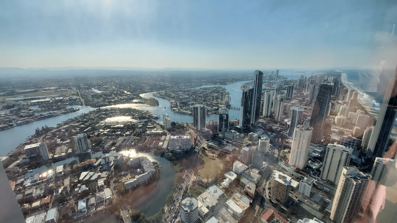 Aerial view of Gold Coast city and river