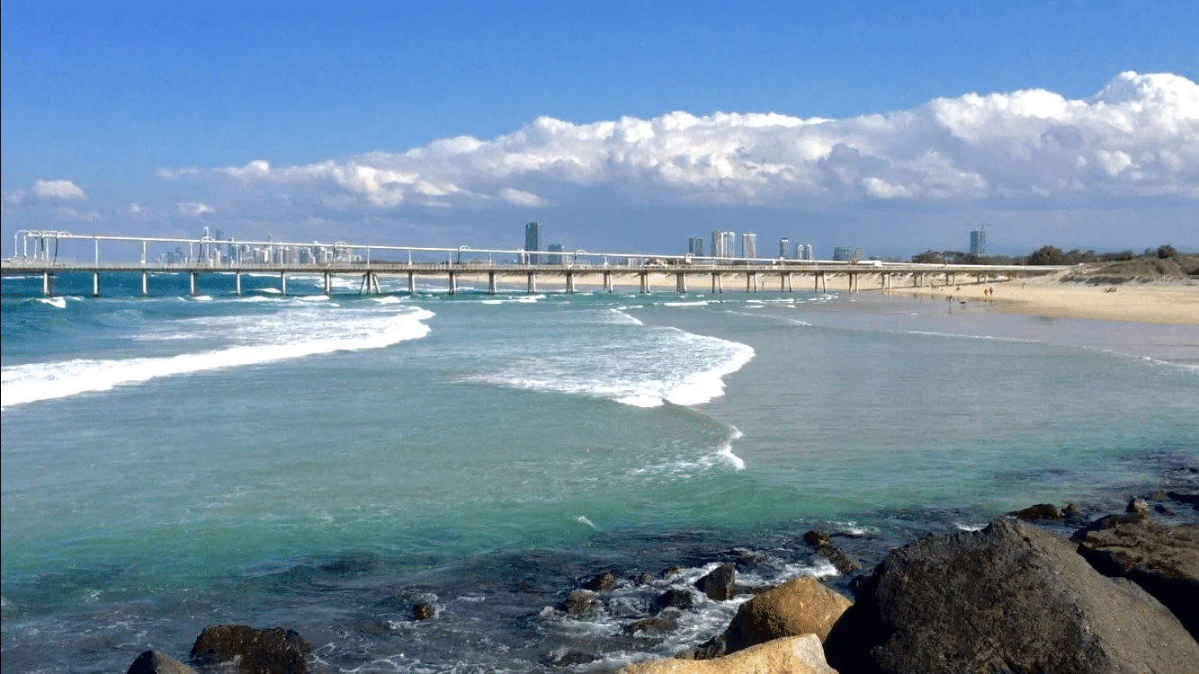 Bridge over water near Gold Coast beach