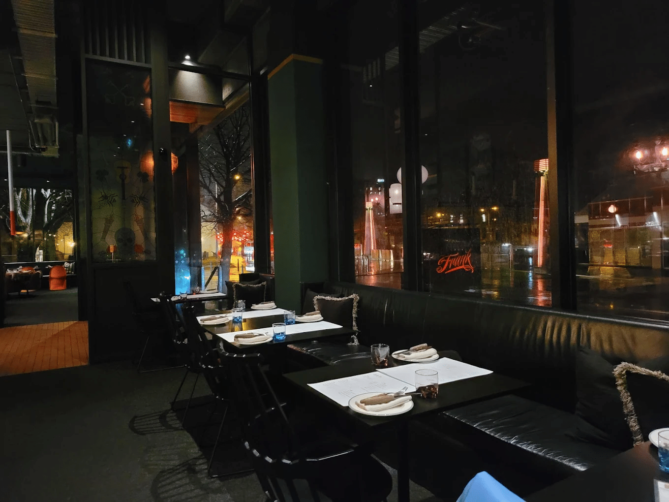 Dimly lit restaurant interior in Hobart