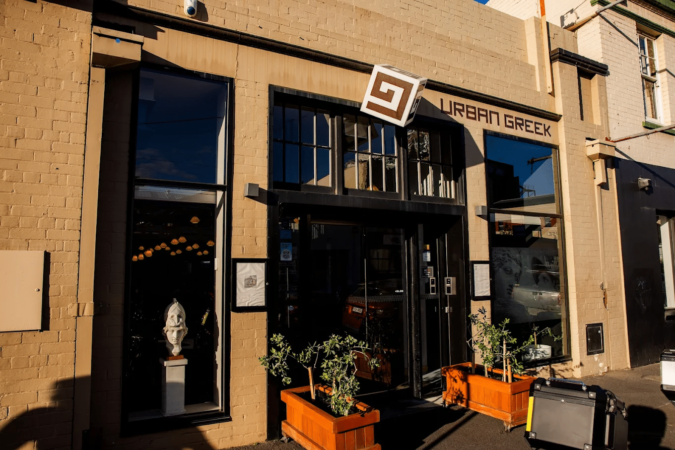 Exterior of a Hobart building with a sign