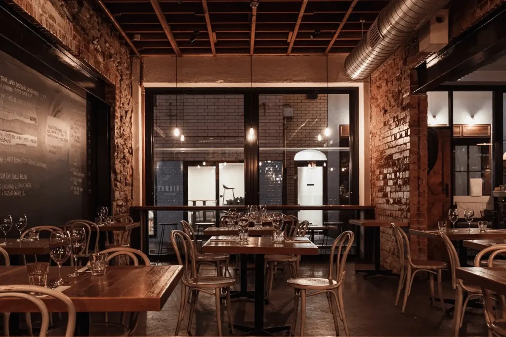 Restaurant in Adelaide with wooden tables and chairs