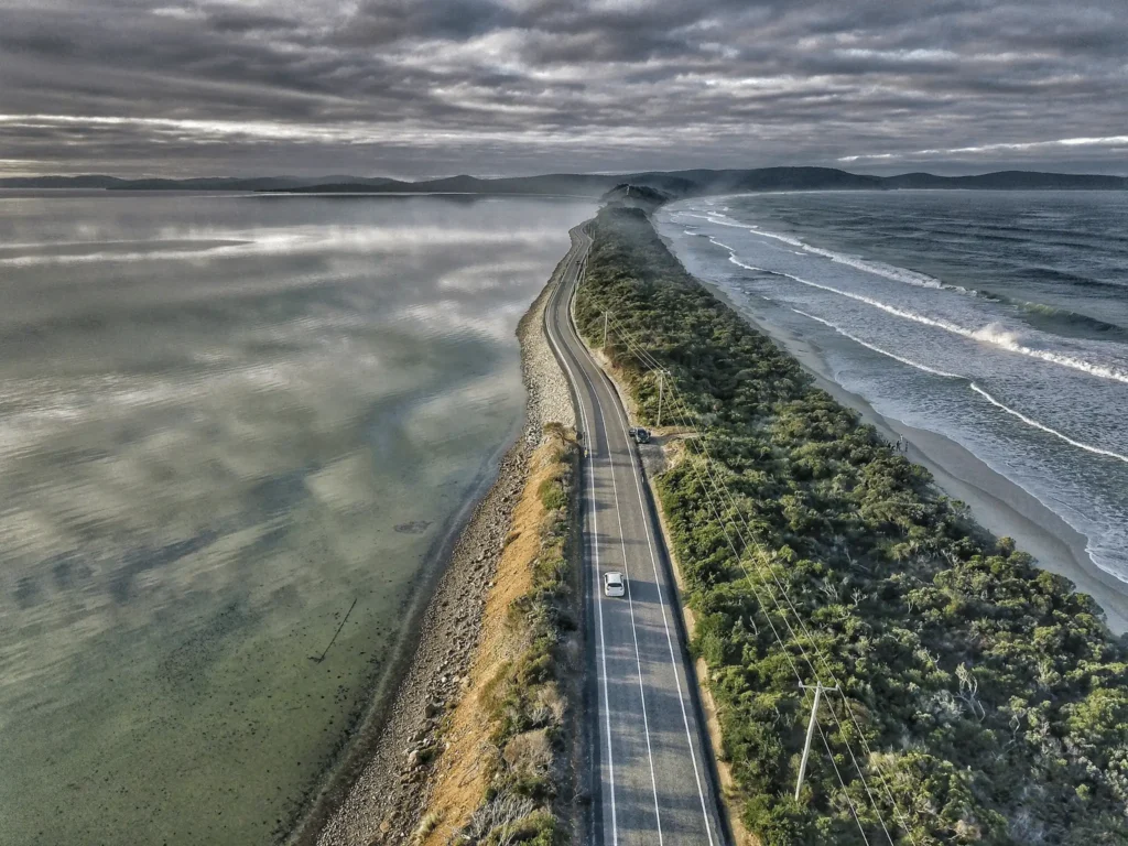 Scenic coastal road near Hobart