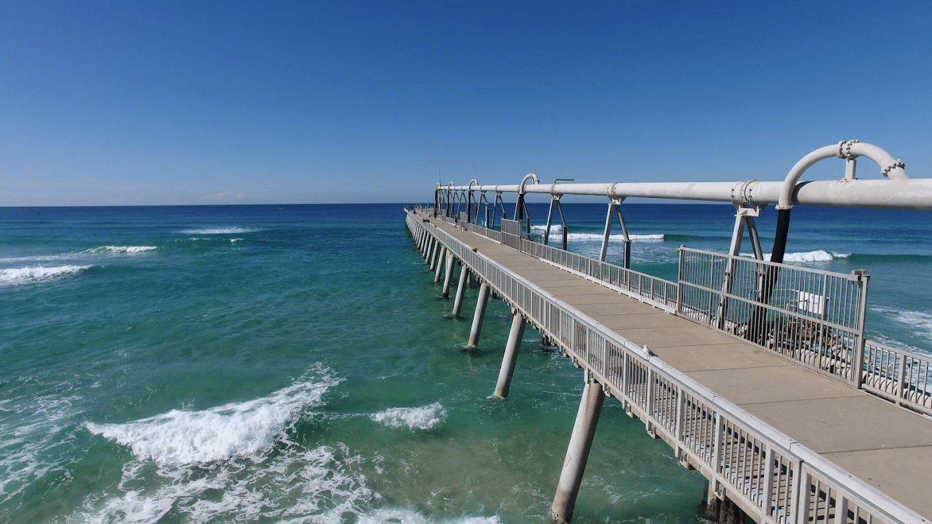 Wooden pier by the ocean at Gold Coast