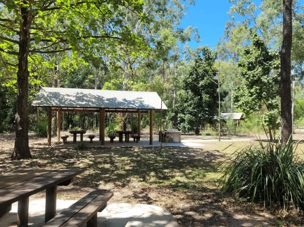 A picnic area in Townsville with tables and benches for group outings