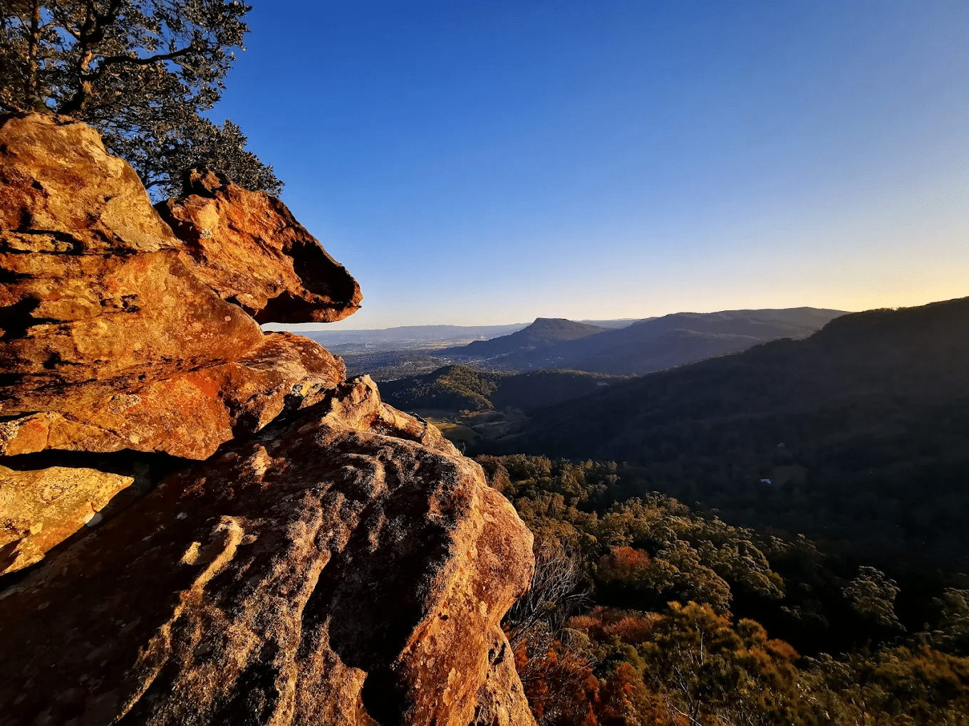 A scenic mountain view from a peak on a Wollongong day trip