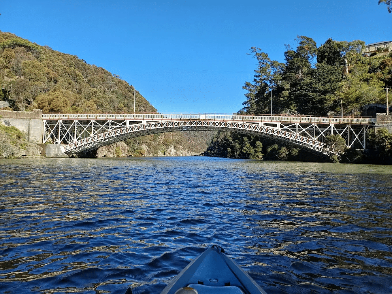 A view of a bridge from a boat on Launceston river