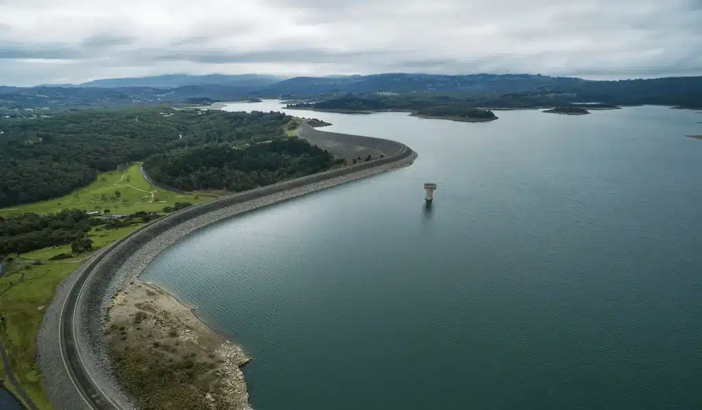 An aerial view of a large body of water in Cardinia suburbs