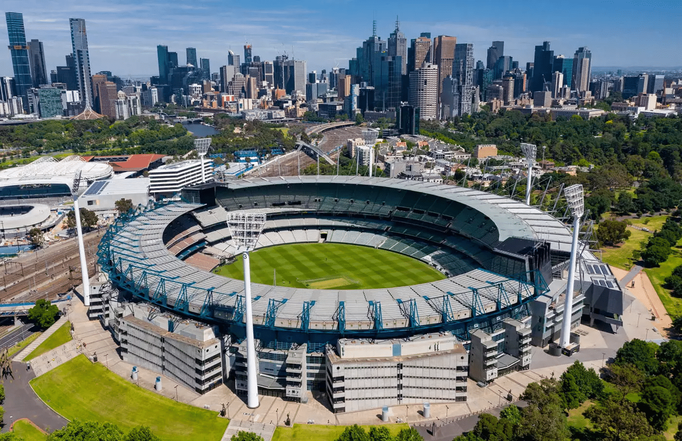 An aerial view of Sydney Cricket Stadium showcasing its architecture