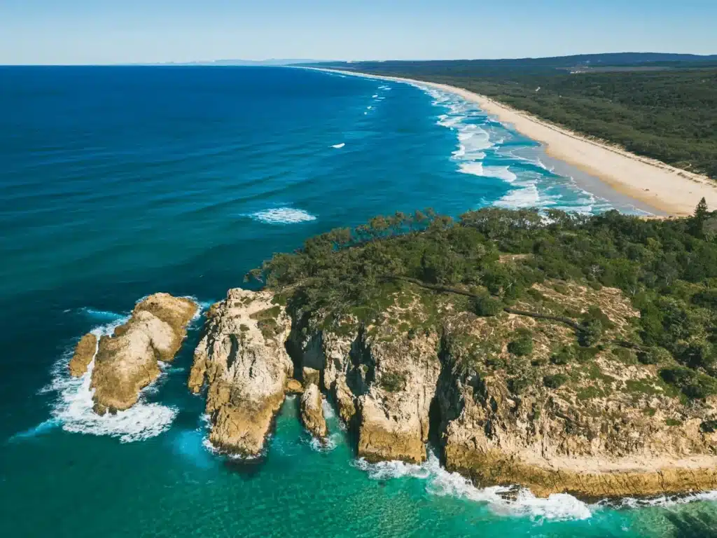 Beach aerial view near Brisbane school excursion spot