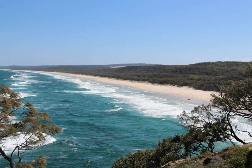 Beach view from cliff in Brisbane