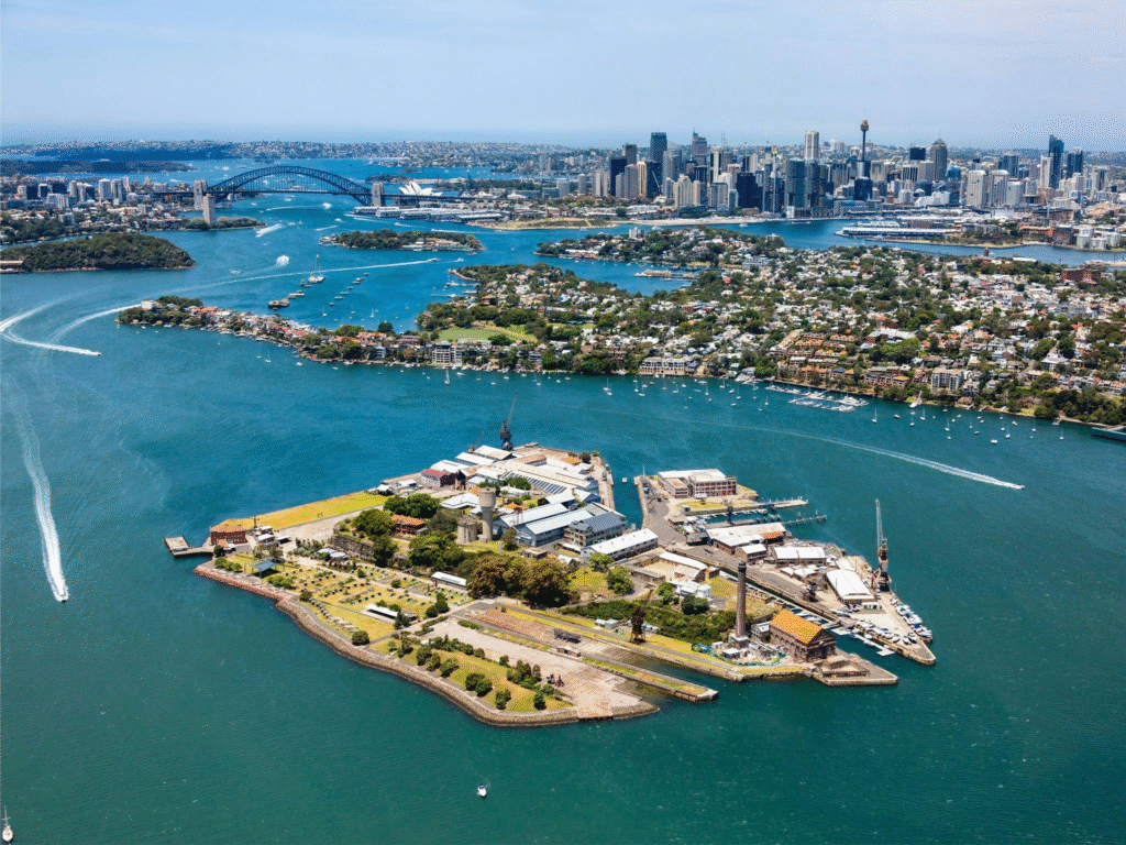 Beautiful island surrounded by water in Sydney