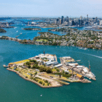 Beautiful island surrounded by water in Sydney