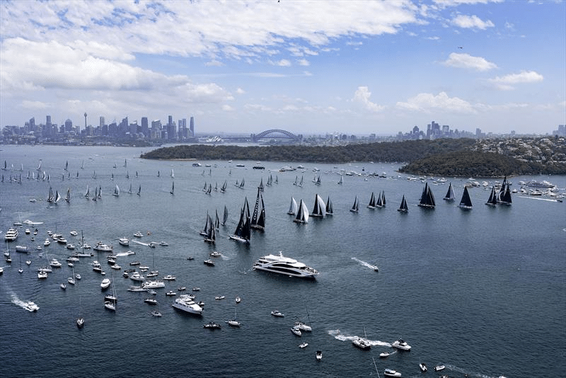 Boats on a large body of water during NSW sporting events