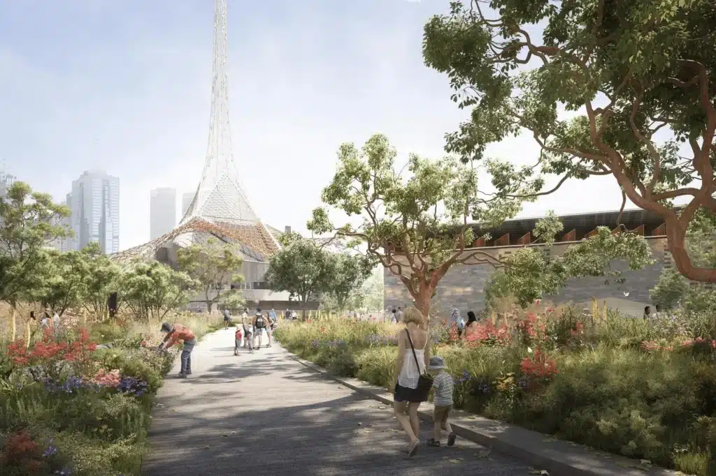 Church group walking in a park in Melbourne