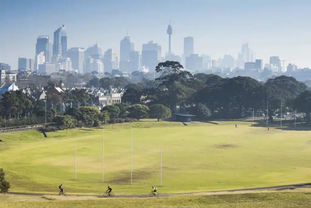 City skyline view near Sydney stadiums