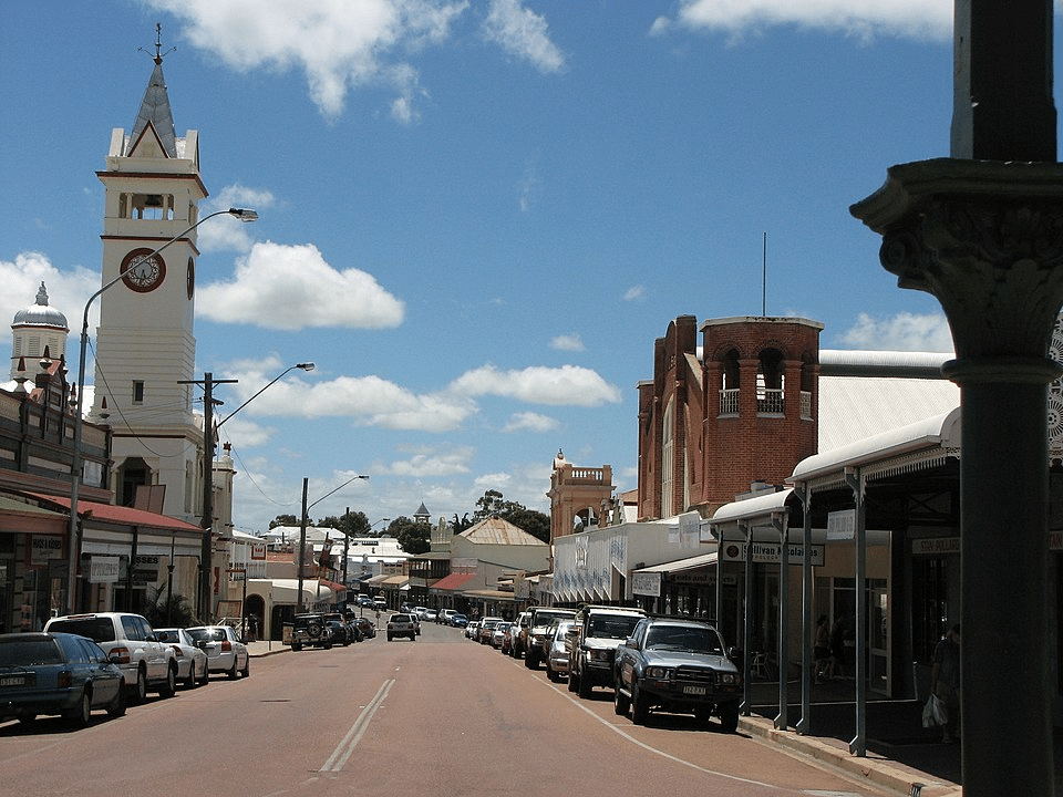 City street and clock tower in Townsville