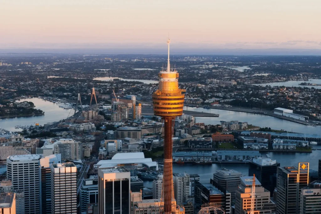 Cityscape of Sydney featuring iconic tower