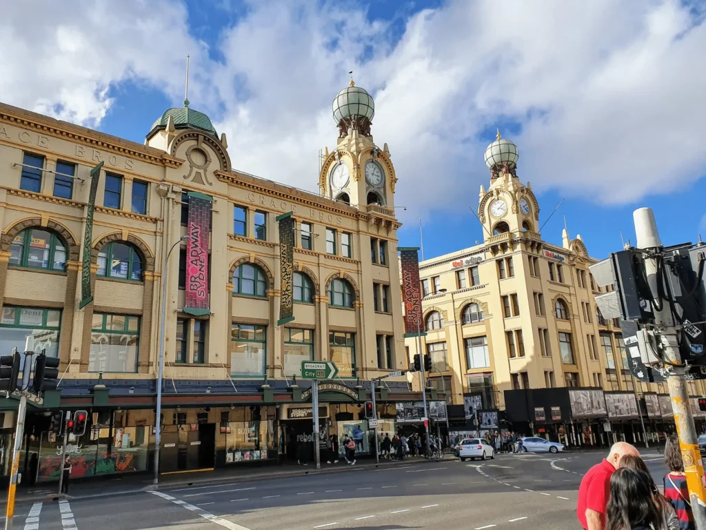 Street view of buildings and parked cars in Sydney's Glebe neighborhood