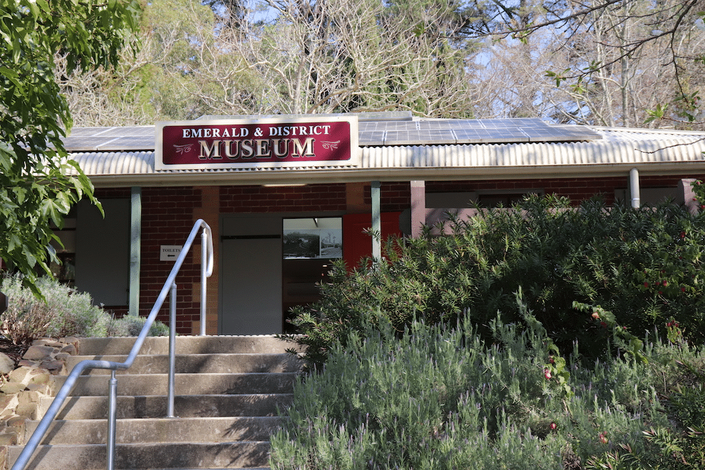 Entrance to a museum in Cardinia Shire with a prominent sign