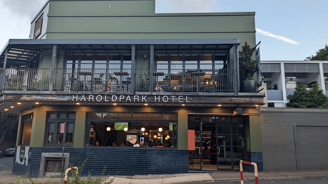 Exterior view of hotel with balcony in Glebe, Sydney