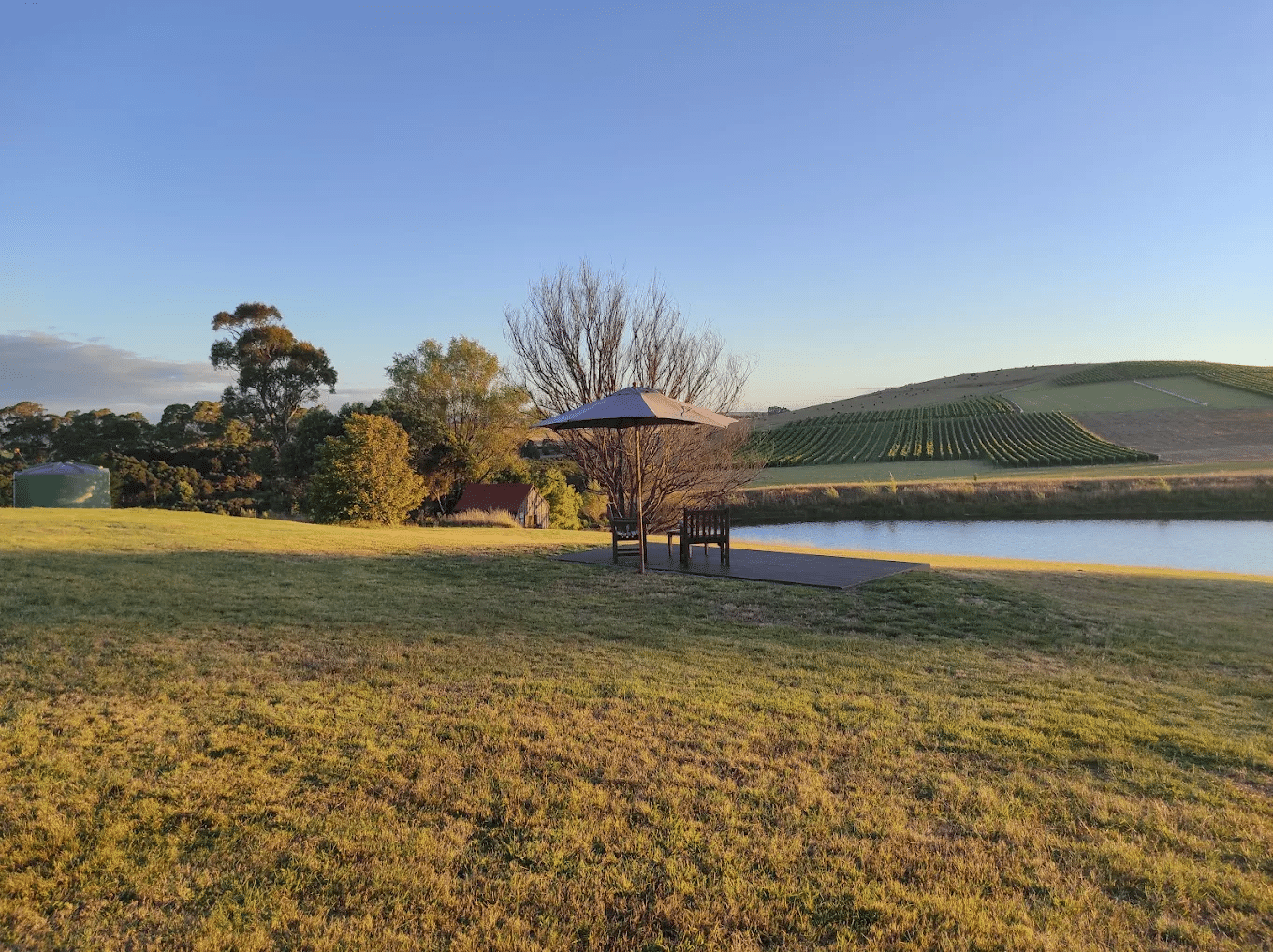Gazebo in grassy field during food and wine tour