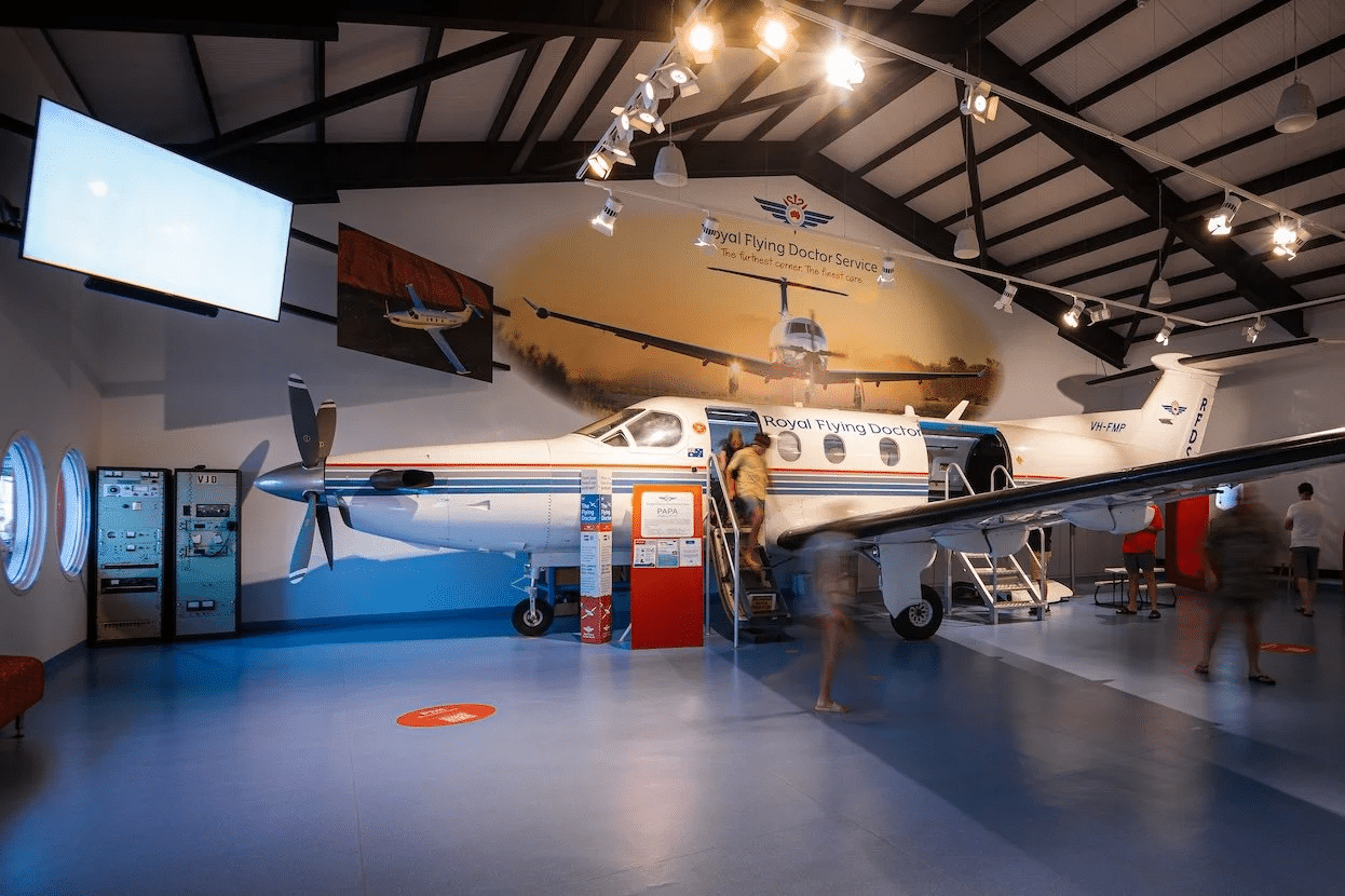 Museum airplane display during a school excursion in Darwin