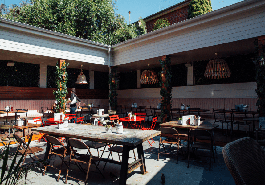 Outdoor dining area with tables and chairs in Randwick, Sydney