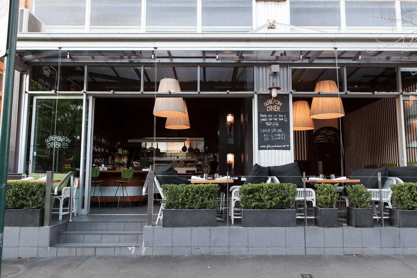 Outdoor seating at a Glebe restaurant in Sydney