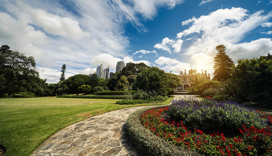 Park with flowers in Sydney excursion