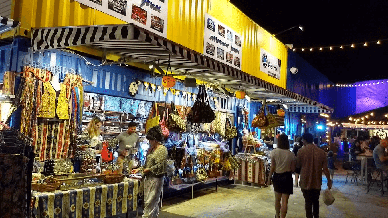 People exploring market during autumn in Brisbane