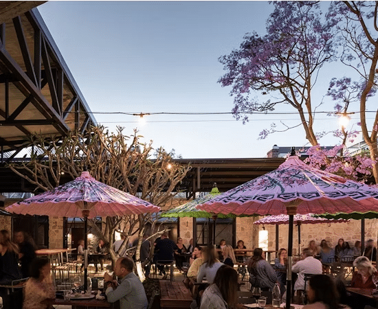 People having fun at outdoor cafe in Perth