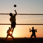 People playing volleyball on Manly Beach