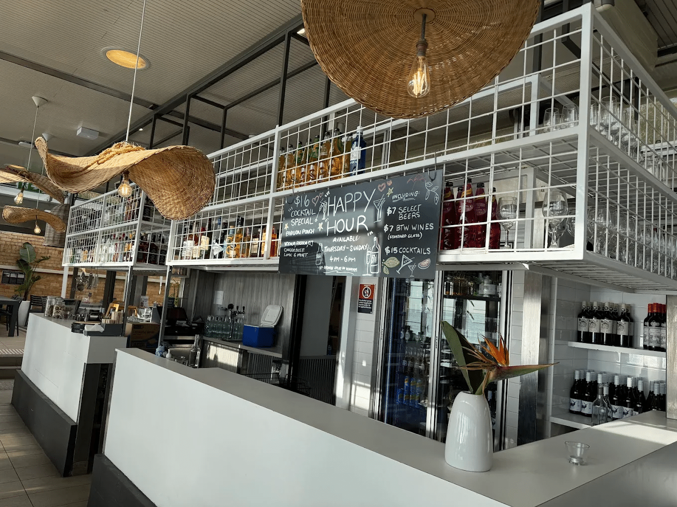 Restaurant bar with variety of bottles in Wollongong