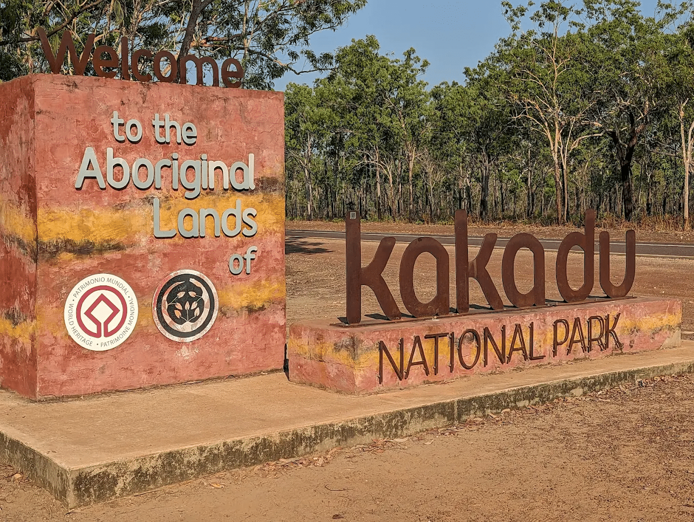 Sign welcoming visitors to Kakadu National Park
