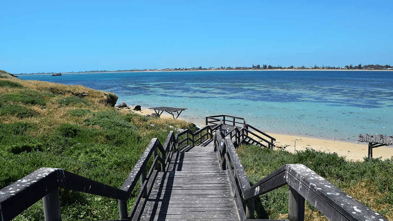 Stairs descending to beach in Perth