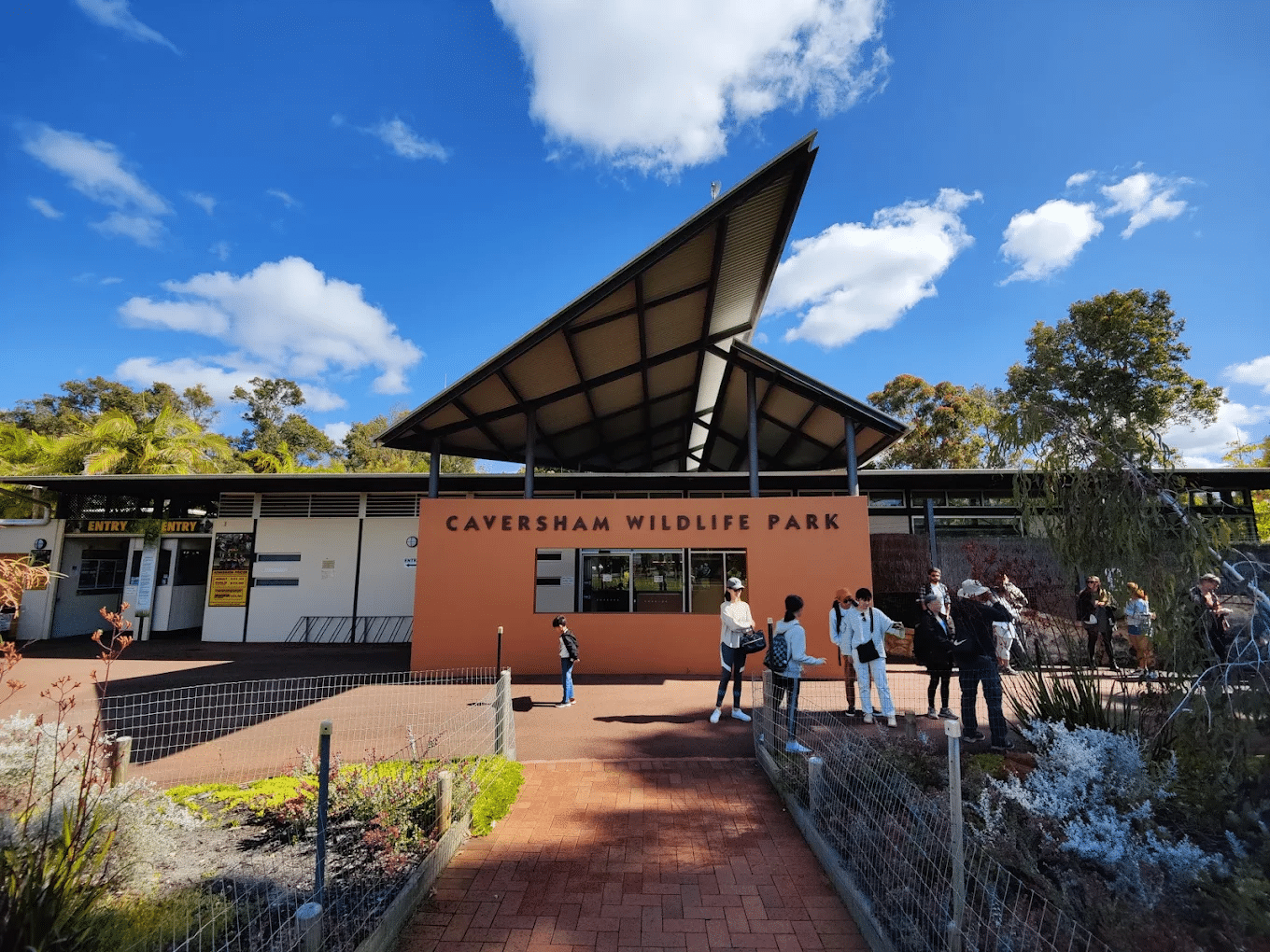 Students on a school excursion outside a Perth building