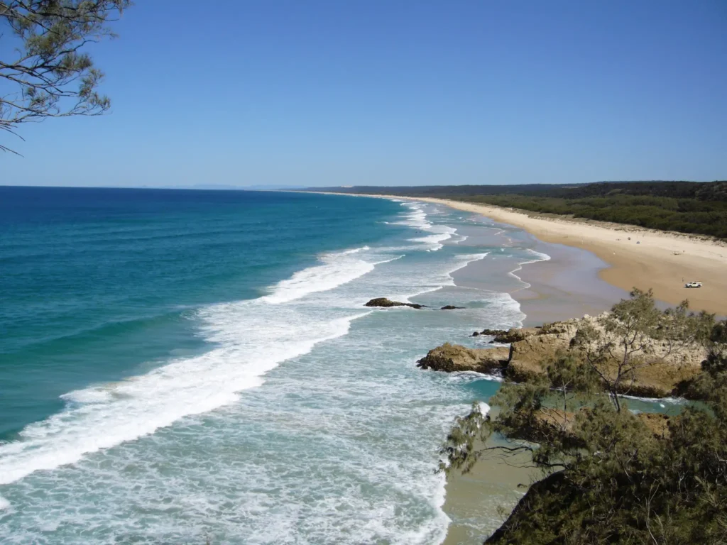 View of a beach in Brisbane from above