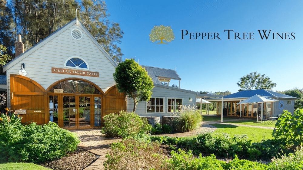 White building marked Pepper Tree Wines