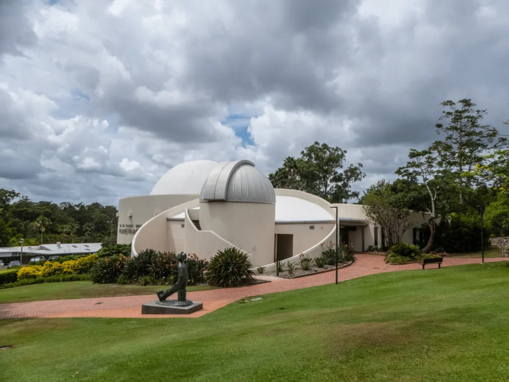 White building with statue in Brisbane