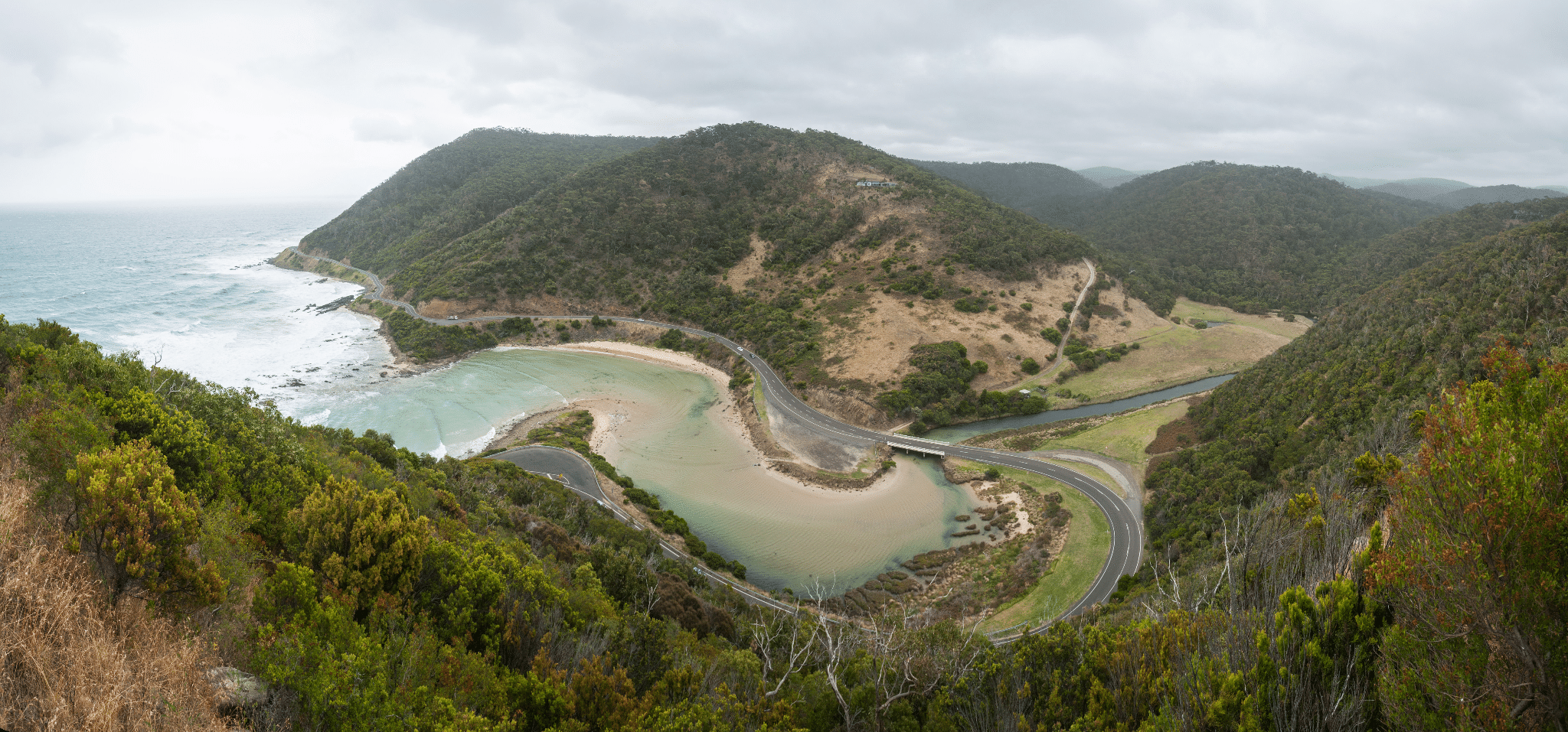 Winding ocean road in Melbourne spring