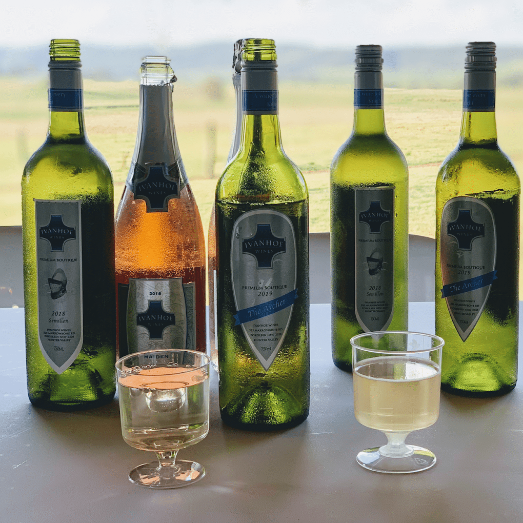 Wine bottles on table at Ivanhoe Wine Cellar Door