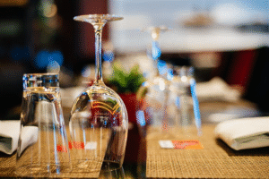 Wine glass close-up on table